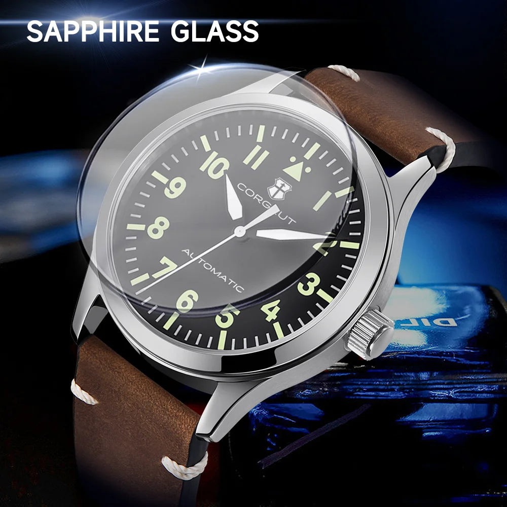 42mm Corgeut Sapphire miyota Watch Military Men Reloj Automatic Luxury Sport Design Clock Lume Leather Mechanical Wrist Watches