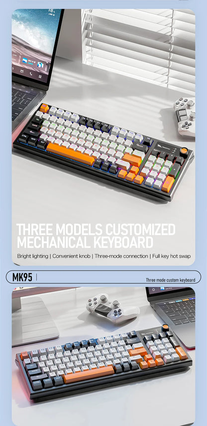 SMAILWOLF MK95 Bluetooth Wireless Korean Mechanical Keyboard Customized Gaming Laptop for Office Use with RGB Light Effect