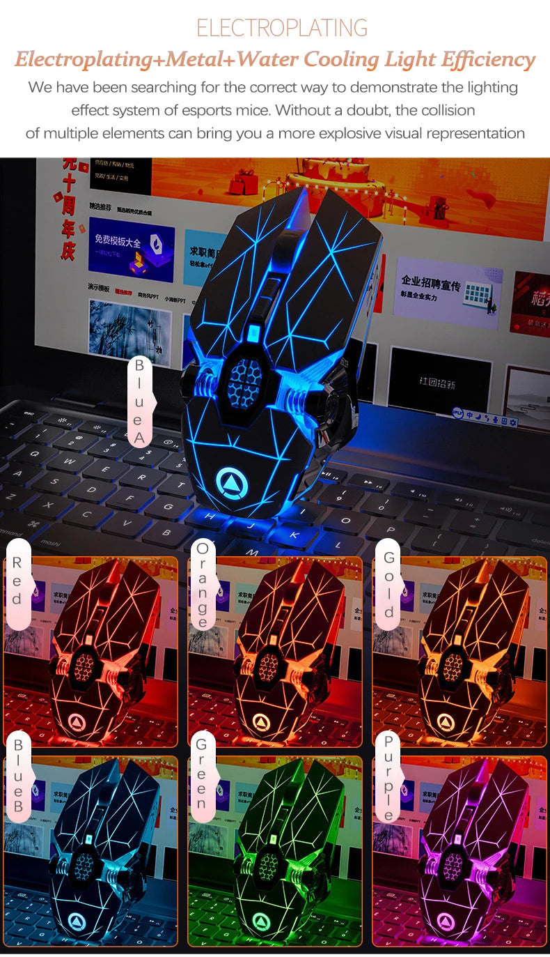 UTHAI A7 Laptop Accessories Rechargeable Wireless Mouse Mute Office Game Water Cooled Light Effect Bluetooth Mouse
