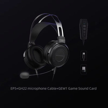 Auscultadores com Fio SIMGOT EP5 de Alto Desempenho com Driver Dinâmico de 50mm – Headset Gaming HiFi, Baixa Impedância, Alta Sensibilidade, Som Surround 7.1