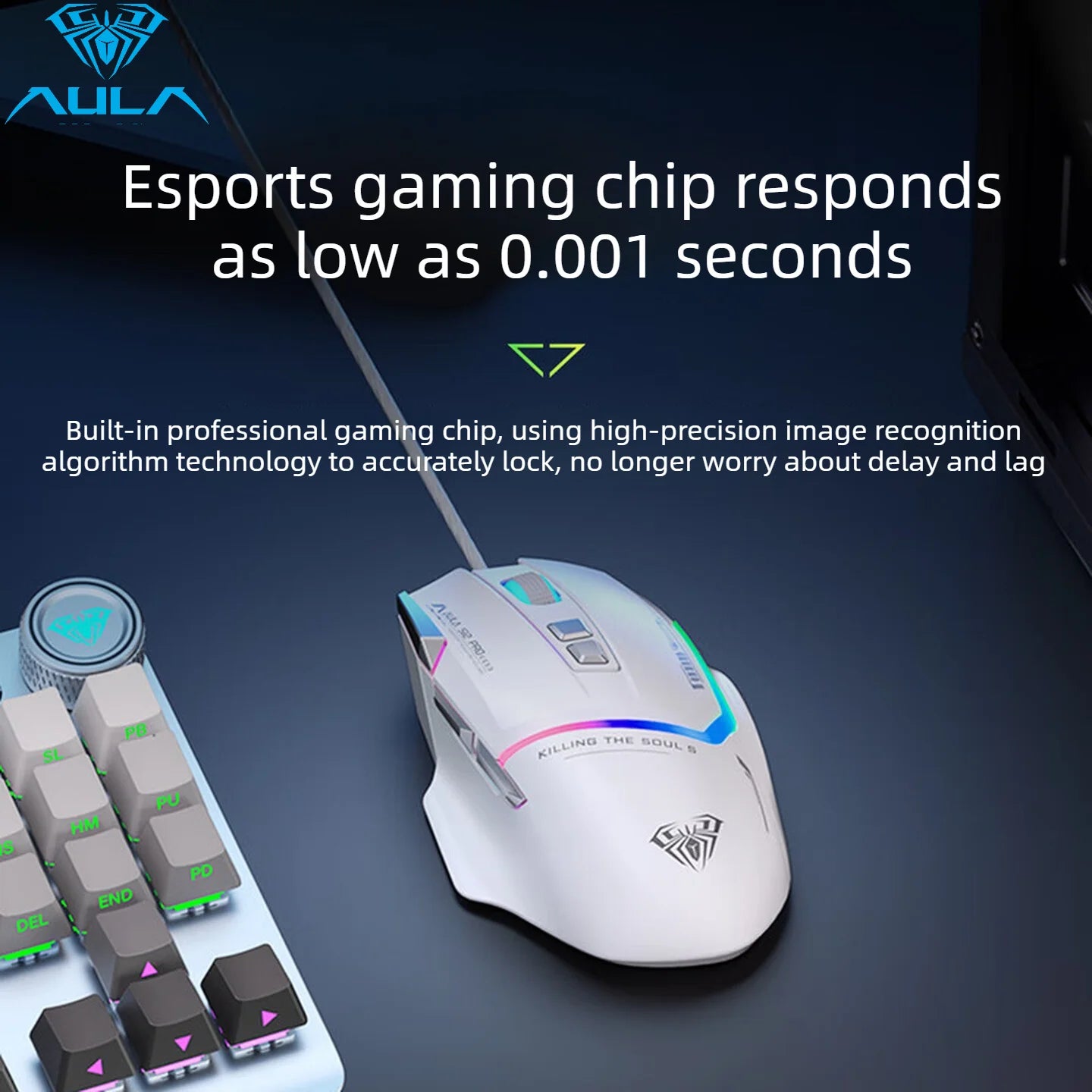 Hot Sale AULA S12 Pro Wired Gaming Mouse 12800 DPI RGB Backlit 8 Programmable Buttons Ergonomic Game Mouse for PC Laptop