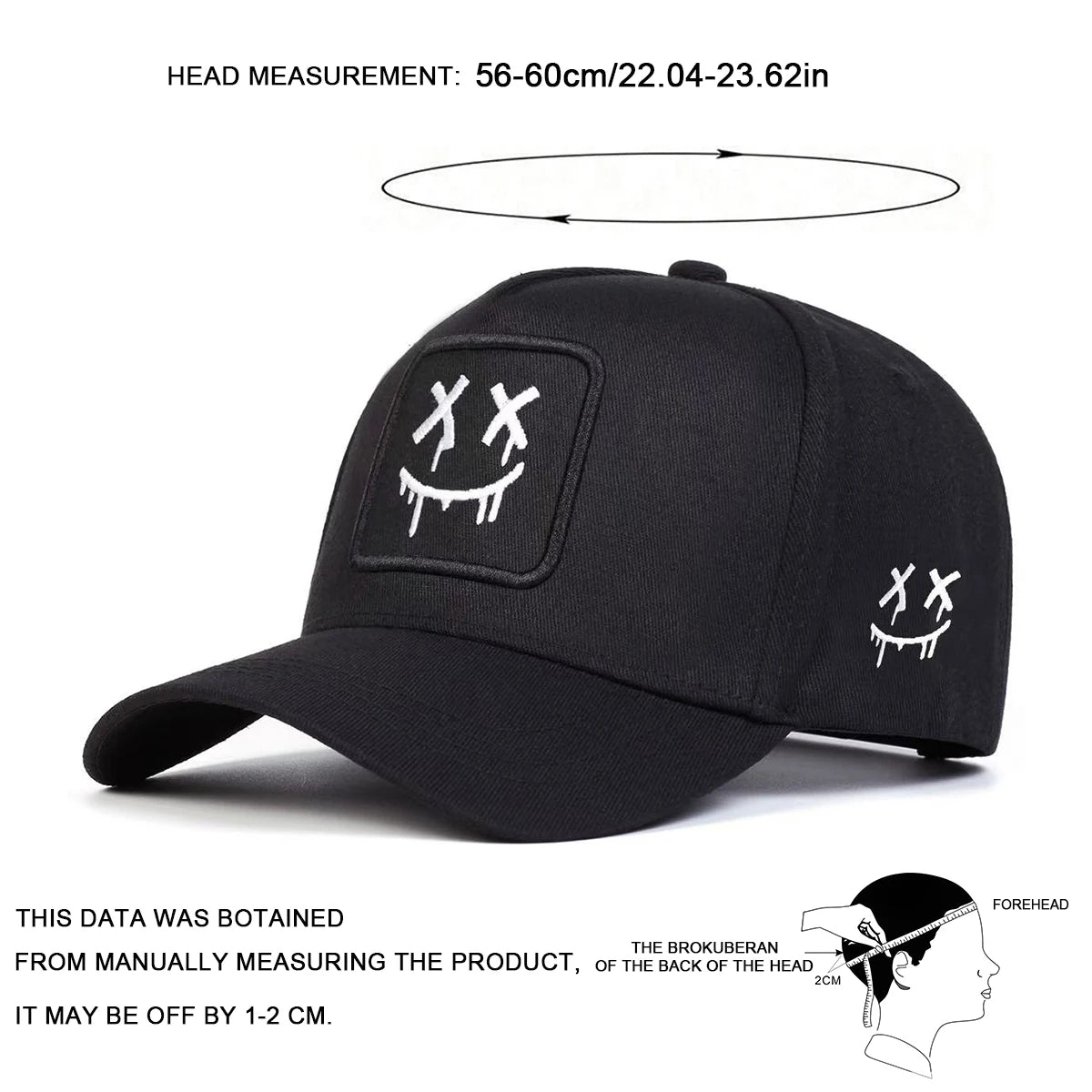 Unisex XX Smiling Face Embroidery Baseball Caps Spring Autumn Outdoor Adjustable Casual Hats Sunscreen Hat Sports Cap