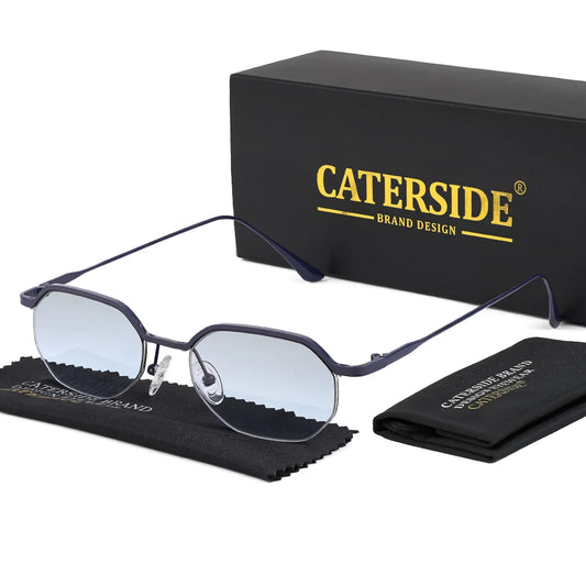 Caterside New Retro Small Frame Sunglasses Men's Polygonal Lenses Sun Glasses Women Business Travel Party Eyewear Summer Style