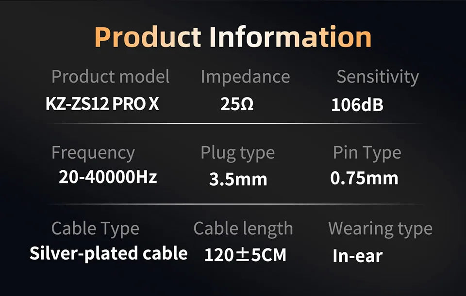 KZ ZS12 PRO X hybridní dynamická technologie a technologie Balanced Armature, IEM sluchátka do uší, vylepšený HiFi basový in-ear headset s ladicím kabelem