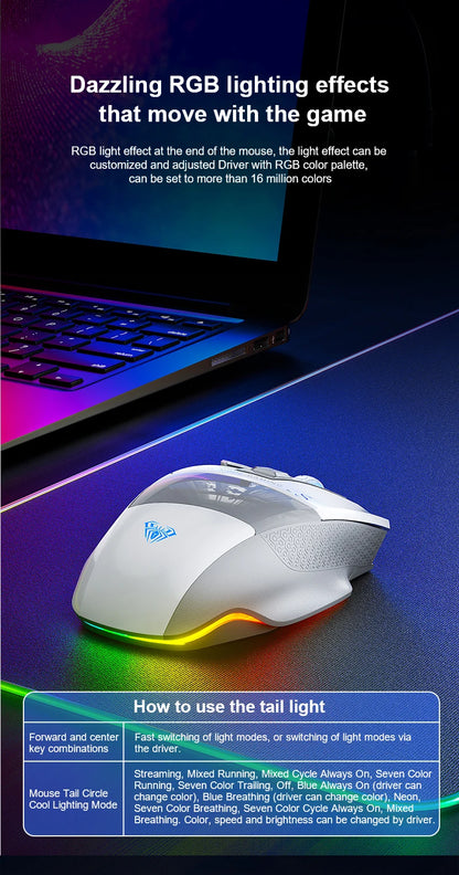 AULA SC550 Gaming Mouse 2.4G Wireless Macro Mouse RGB Backlight Ergonomic Design E-sports Mouse PC Accessories