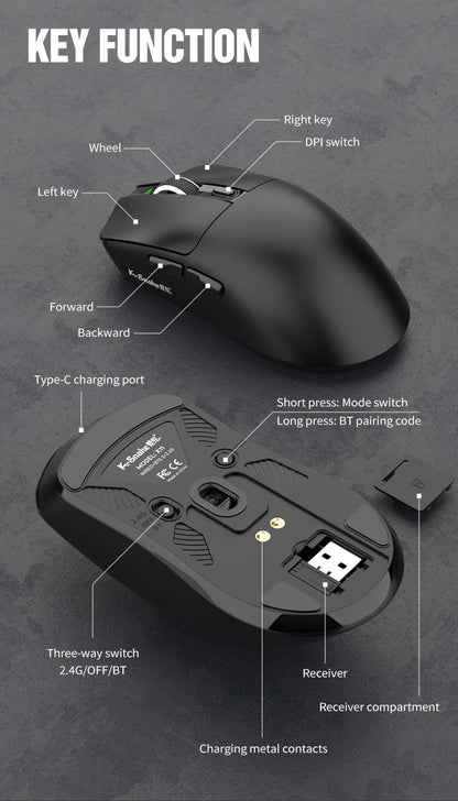 K-Snake X11 Bluetooth wireless mouse three-mode e-sports PAW3311 laptop desktop office game RGB magnetic charging
