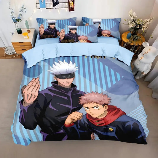 Japan Famous Anime Duvet Cover Sets, Jujutsu Kaisen Bedding Set, Satoru Gojo Bedding Set for Teenagers Boys Adults