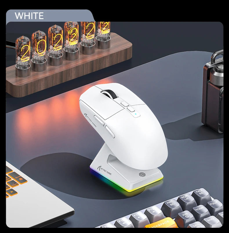 ATTACK SHARK X6 Tri-mode Gaming Mouse with Magnetic Charging Dock, PixArt PAW3395 Sensor, 26K DPI, 49g Ultralight, for PC/Mac