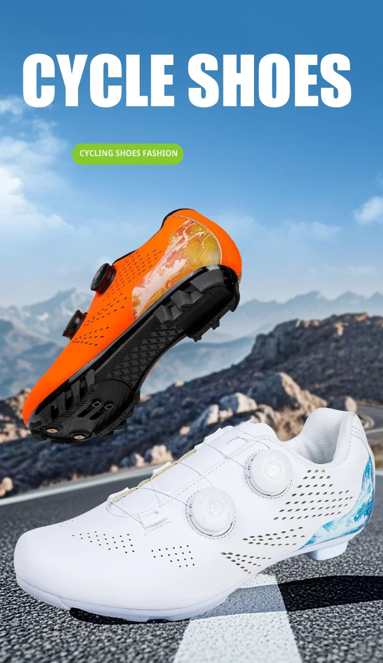 Professional Men's Road Cycling Sneakers, Bike Shoes with SPD MTB Sole, Flat Racing Speed Trail Mountain Bicycle Footwear, Pedal Sports