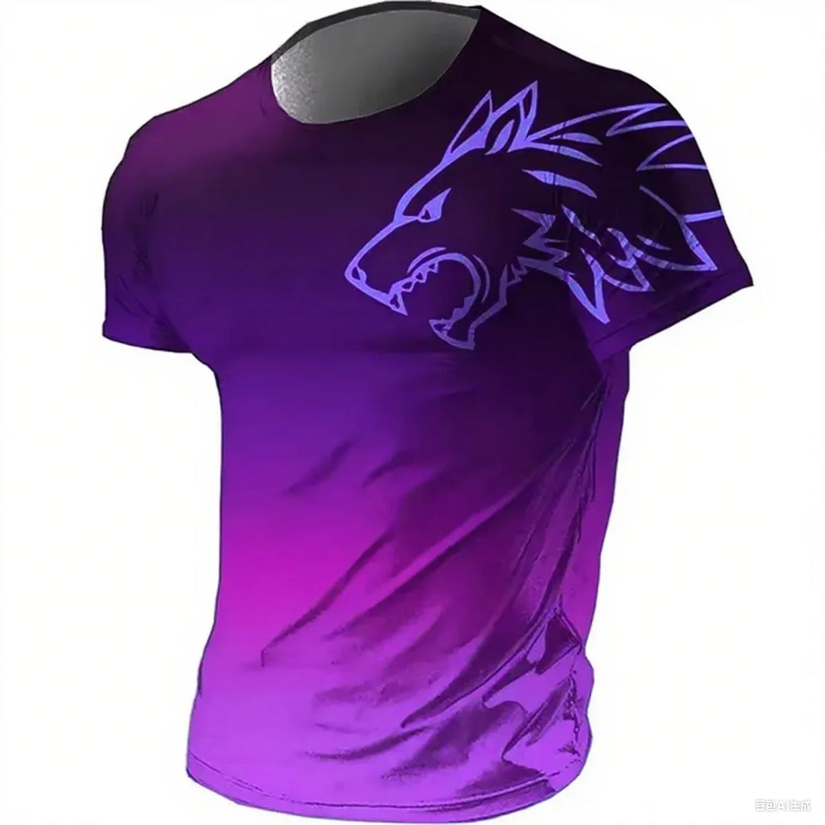 Men's Fitness Sportswear T-shirts 2024 Summer Vintage Men's 3D Printed Quick-Drying Gradient T-shirt Animal Wolf Short Sleeve