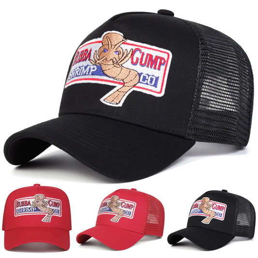 Unisex Shrimp Embroidery Baseball Net Caps Spring and Summer Outdoor Adjustable Casual Hats Sunscreen Hat Sports Cap