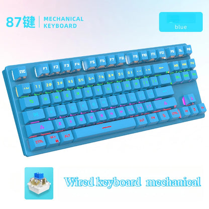Gamer Mechanical keyboard 87 keys gaming 80% backlit key board ergonomic computer office wired mini pc numpad pink white black