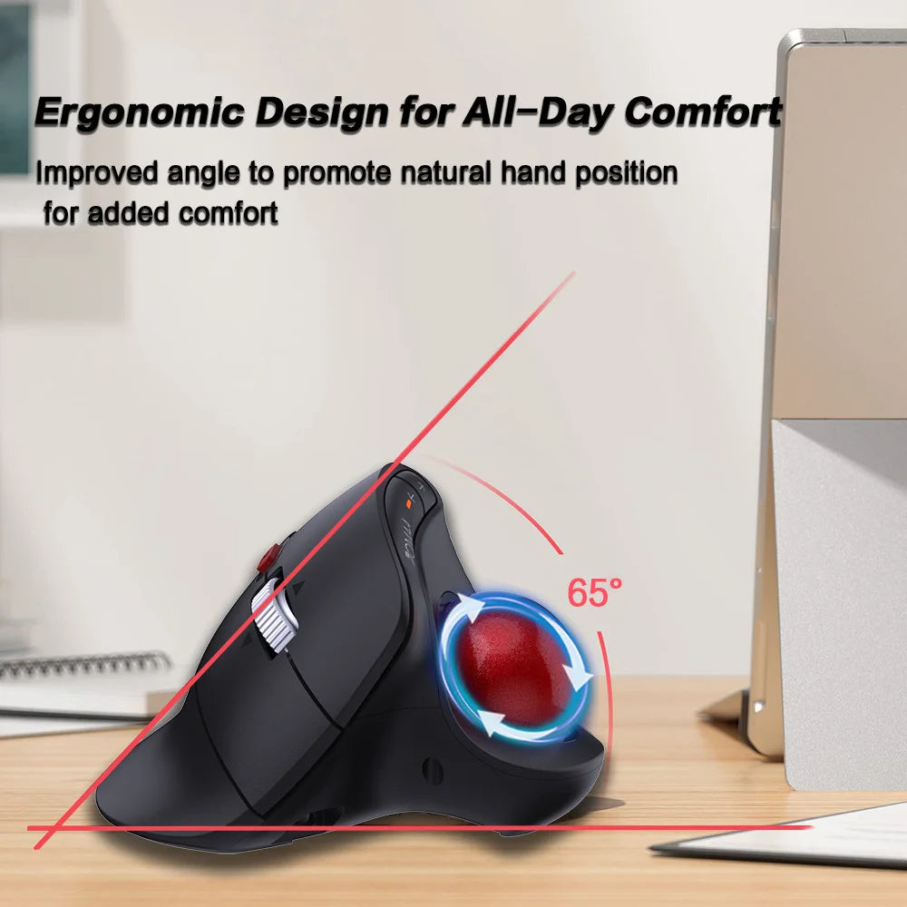 JOMAA Speed Roller Trackball Mouse Wireless Thumb-Control Mouse Slient Click Rechargeable Ergonomic Trackball Mouse