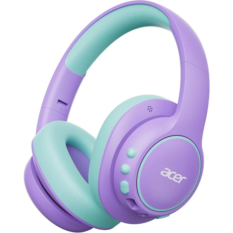 Acer Kids Bluetooth 6.0 Headphones Over Ear Headsets with Mic 75H Playtime 85dBA Safe Volume USB C Fast Charging for iPad Tablet