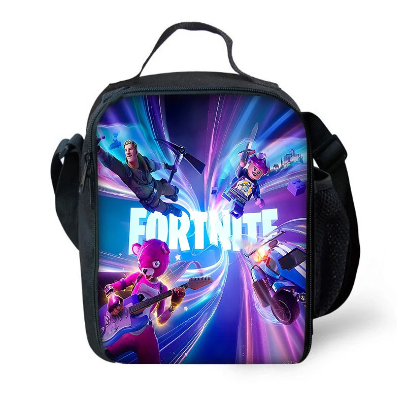 Isolierte F-FortniteS Hot-Game-Tasche für Kinder mit großem Fassungsvermögen – wiederverwendbare Thermo-Kühltasche/Lunchbox für Jungen, Mädchen, Schüler, Outdoor und Picknick