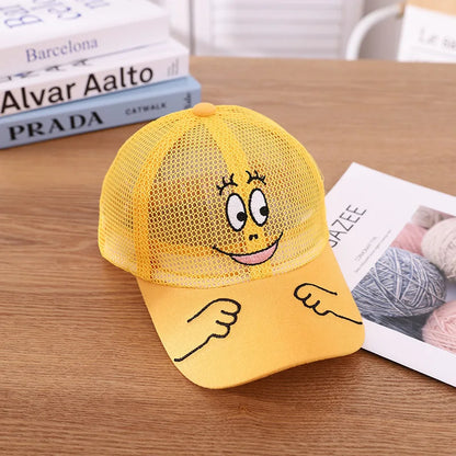 Nuovo cappellino estivo carino per ragazzi, ragazze e bambini con faccina sorridente, in rete, stile Kawaii, cappellino da baseball popolare in stile hip hop, cappellino da sole, DropShipping