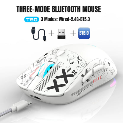 RGB Wireless Gaming Mouse With Charging Dock 3-Mode Connection Silent Buttons Long-Lasting Rechargeable Battery for PC Laptop