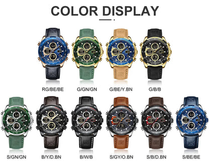 New NAVIFORCE Watches for Men Leather Mens Military Sport Waterproof Watch Quartz WristWatch Chronograph Male Clock