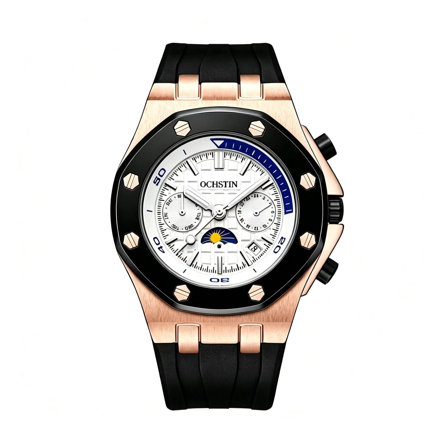 OCHSTIN Automatic Men Watches Luxury Designer Octagon Bezel Mechanical Date Day Night Dial Luminous Male Trendy Sport Wristwatch