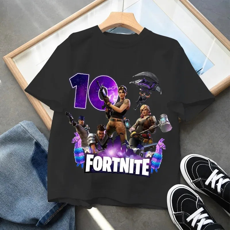 Detské narodeninové tričko Fortnite s číslom pre dievčatá a chlapcov, letné detské bavlnené tričko s krátkym rukávom na párty, darček pre batoľa
