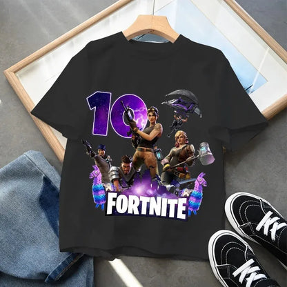 Detské narodeninové tričko Fortnite s číslom pre dievčatá a chlapcov, letné detské bavlnené tričko s krátkym rukávom na párty, darček pre batoľa