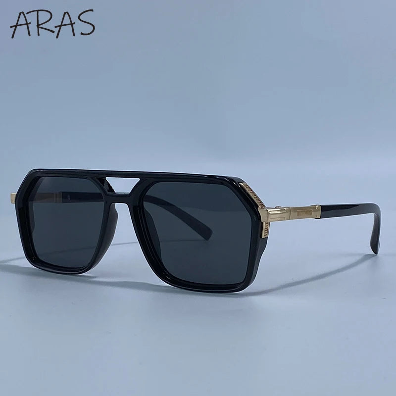 Vintage Steampunk Polarized Sunglasses Women Double Bridge Black 2026 Luxury Designer Driving Shades For Lady Fashion Eyewear