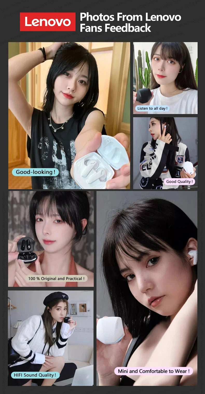 5PCS Original Lenovo GM2 Pro TWS Wireless Headphones Bluetooth 5.3 Earphones Touch Control HD Earbuds Sports Headphone with Mic