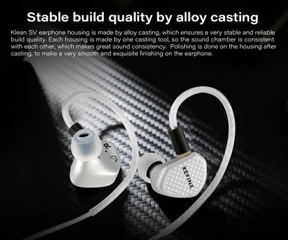 Angelears Kefine Klean SV 10mm DLC Diaphragm Dynamic Driver IEMs Hi-Fi In-ear Earphone with Nozzles and SPC Cable