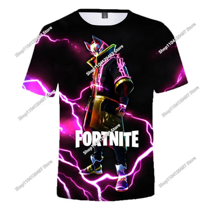 Fortnite T-Shirt für Erwachsene und Kinder, 3D-Digitaldruck, lockere Passform, große Größen, kurzärmeliges Sommer-Tee für Kinder