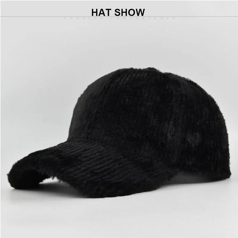Autumn Winter Baseball Cap Women Artificial Lamb Wool Hats Keep Warm Cap Plush Baseball Caps Spring Baseball Cap Solid Sunshade