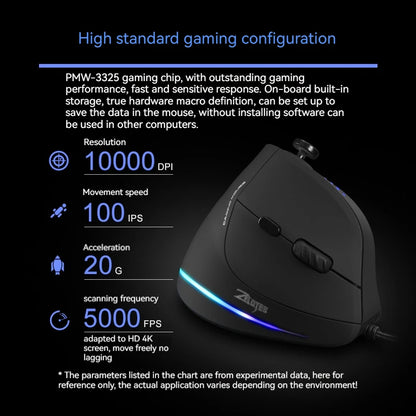 ZELOTES C18 Upright Mouse 11 Key Optical Mouse 10000DPI Support Programming Comfortable Gaming Mouse