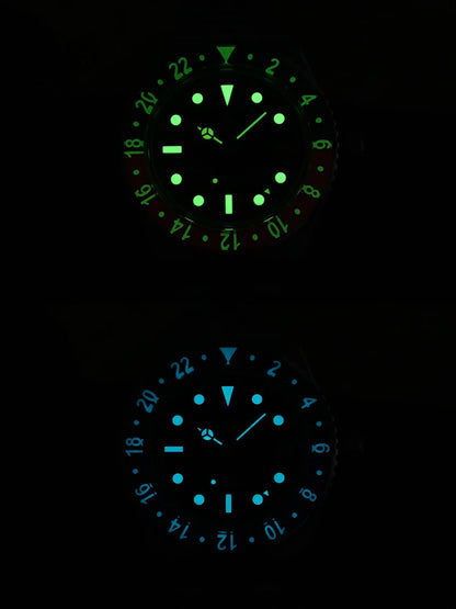 San Martin NH34 40mm GMT Luxury Sports Style Full Luminous Bidirectional Sapphire Bezel Automatic Mechanical Watch 20 Bar SN0005
