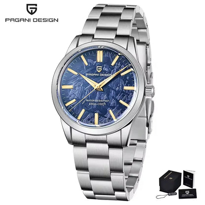 PAGANI DESIGN 40MM Meteorit-Zifferblatt Herren-Quarzuhr Luxus Business Saphir 316L Edelstahl 100M wasserdichte Uhr für Herren