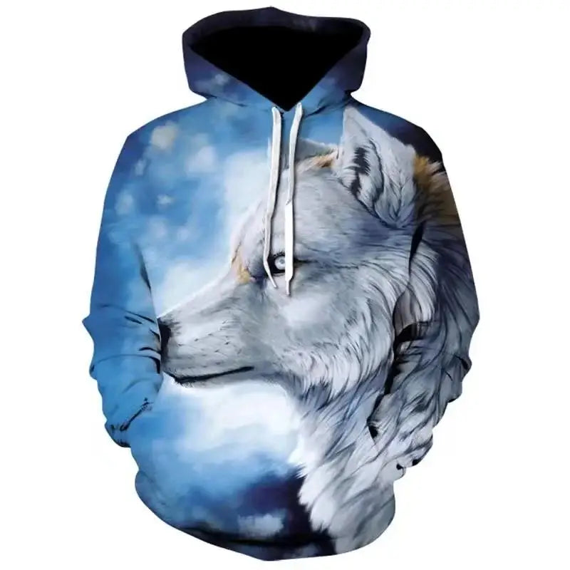 2023 Autumn Fashion New  Lover Wolf Men's Hoodie 3D Pattern Loose Fall Sweatshirt Street Funny Brand
