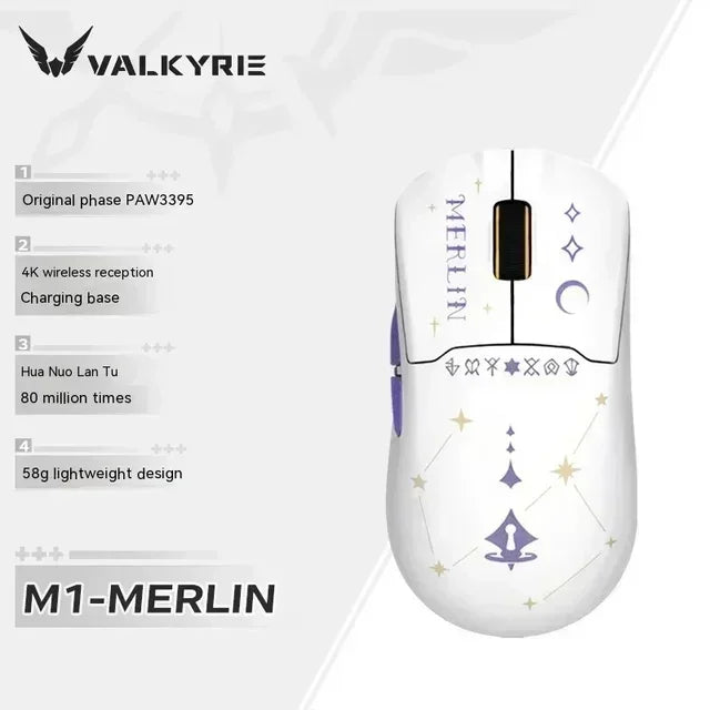 VALKYRIE M1 Wireless Mouse with 4K Wireless Receiver Charger PAW3395 Sensor 26000dpi RGB Wireless Bluetooth Three Mode Mouse