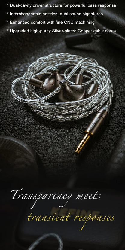 Kefine X ANGELEARS Delci AE 10mm DLC+PU Diaphragm Dynamic Driver IEMs Hi-Fi I n-ear Earphone with Two Tuning Style