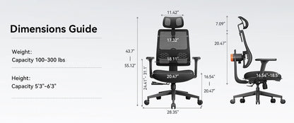 NEWTRAL Ergonomic Office Chair,Auto-Following Backrest,Adaptive Lower Back Support,Adjustable Headrest Seat Depth Computer Chair
