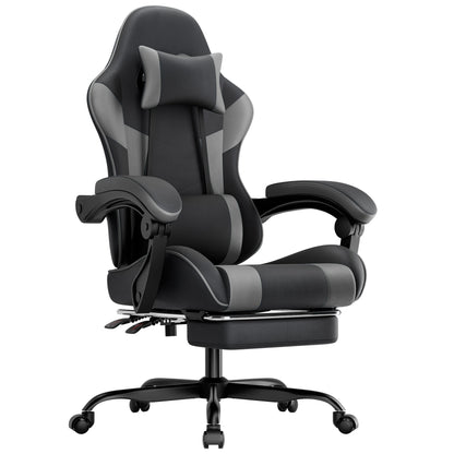 Black-Grey Ergonomic Gaming Chair, Lumbar Support, Breathable PU Leather, Adjustable Height & Backrest, 200kg for Office & PC