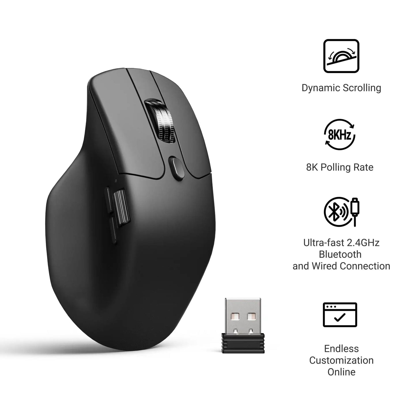 Keychron M6 Wireless Mouse All Silent Micro Switch PixArt 3950 Sensor 8K Polling Rate Dual Scrolling Modes