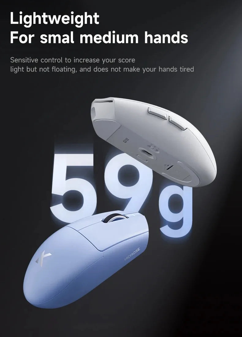 MCHOSE G3 V2 Pro Wireless E-sports Mouse Lightweight Three Mode Bluetooth PAW3395 High Performance 800mAh Game Office 59g Mouse