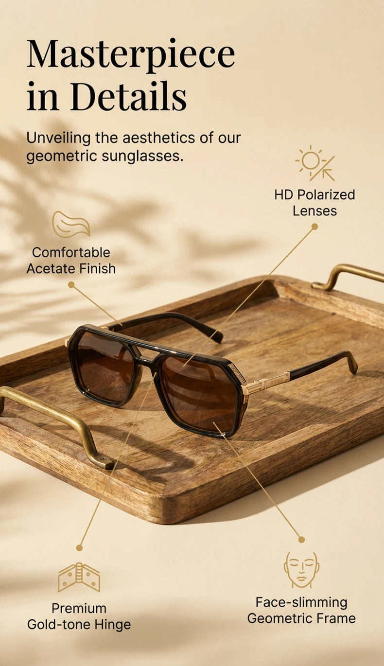 Vintage Steampunk Polarized Sunglasses Women Double Bridge Black 2026 Luxury Designer Driving Shades For Lady Fashion Eyewear