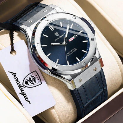 POEDAGAR herenhorloge – Origineel model, zakelijke stijl, waterdicht, siliconen band, datum- en dagweergave, quartz uurwerk, trendy luxe horloge.