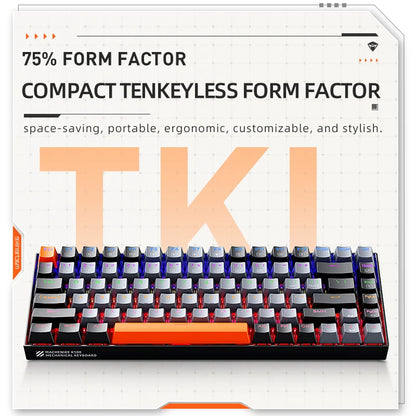 Machenike K500A-B84 Mechanical Keyboard 75% TKL Hot-Swappable Tri-Mode Wireless Gaming Keyboard RGB 84 Keys For PC Gamers Laptop