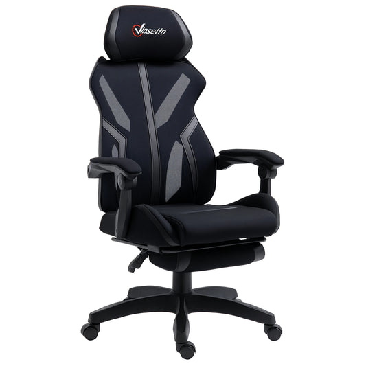 Vinsetto Reclining Gaming Chair with Retractable Footrest Adjustable Height 65X65X119-129 cm Black