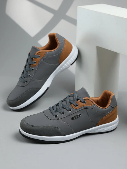 New Men's Four Seasons Waterproof Walking Shoes Casual Leather Sports Shoes Non-Slip Camping Shoes Men's Tennis Shoes