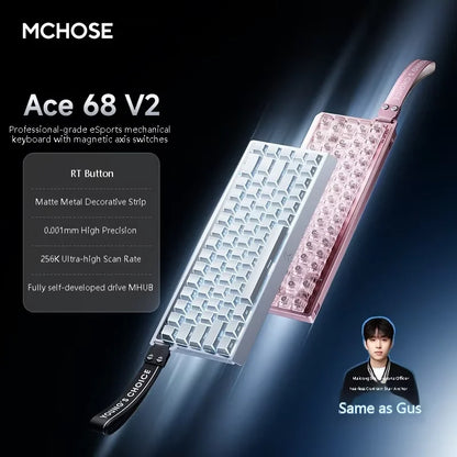 MCHOSE ACE68 V2 Gaming Keyboard Hall Effect 0.001MM RT 8kHz Polling Rate Hot Swappable Support 16K/128K/256K Scan Rate RGB DKS
