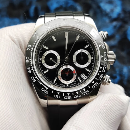 20 Colors dress 39mm Quartz Chronograph Sapphire Crystal Stainless Luminous Men's Watch VK63 Movement Calendar Strap