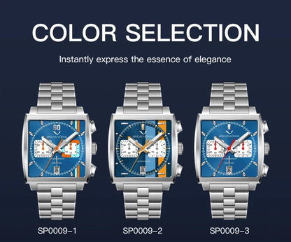 2024 Specht & Sohne New Classic Men's Quartz Watch Blue Color Stainless Steel Japan VK63 Movt Genuine Leather Montre Homme 39MM