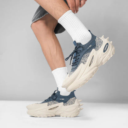 Men's Sports Shoes Elastic Thick-Soled Anti-Slip Outdoor Fitness Shoes Versatile Daily Wear Casual Street Fashion Walking Shoes