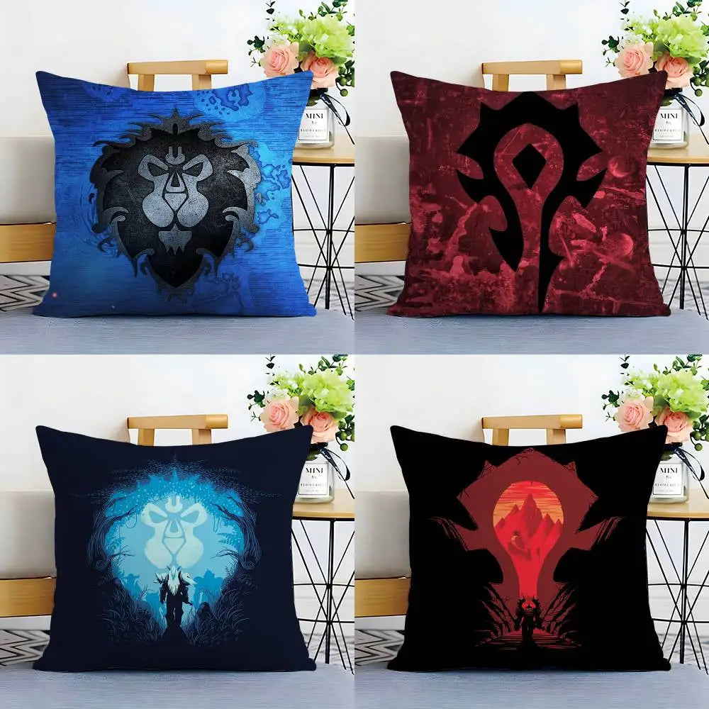 Warcrafts of World W-WOW Game Pillow Case Plush Fabric Soft Double Sided Print Sofa Cushion Cover Throw Pillow Covers
